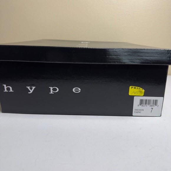 Hype Obsession Blue Patent Leather Boots Buckle Cutout Square Toe Size 7 - Picture 5 of 6